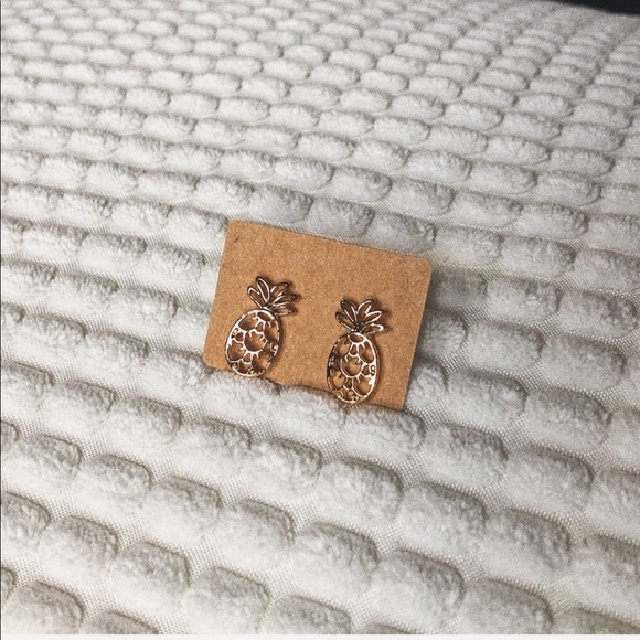 LAST SET SALE Gold Whimsical Pineapple Earrings - Picture 2 of 4